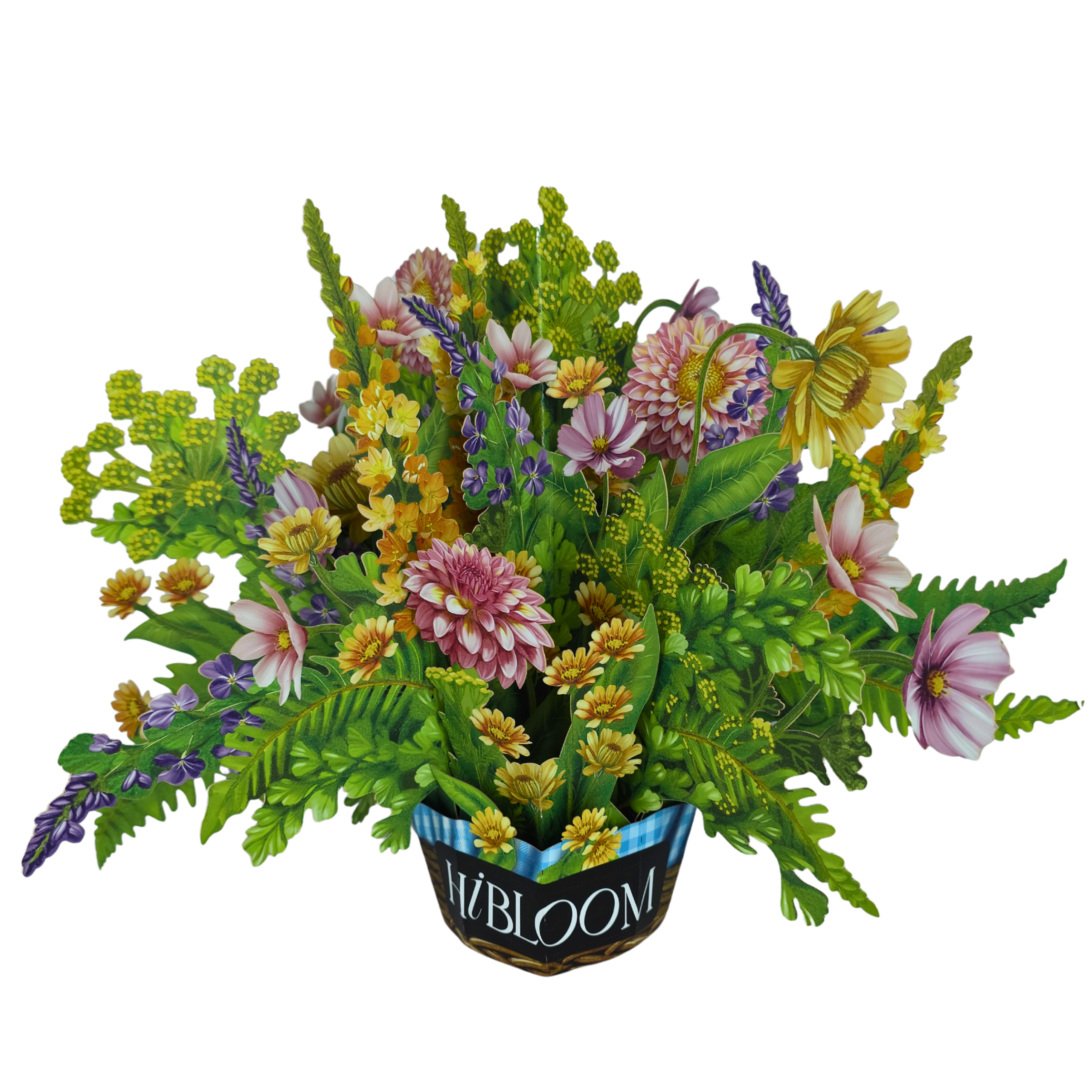 HIBLOOM – 12" Colorful Butterflies & Flower Vase Pop Up Card | Life-Sized 3D Forever Flower Bouquet | Ideal Gift for Birthday, Thank you, Thinking of you, Get well, Blank Notecard & Envelope