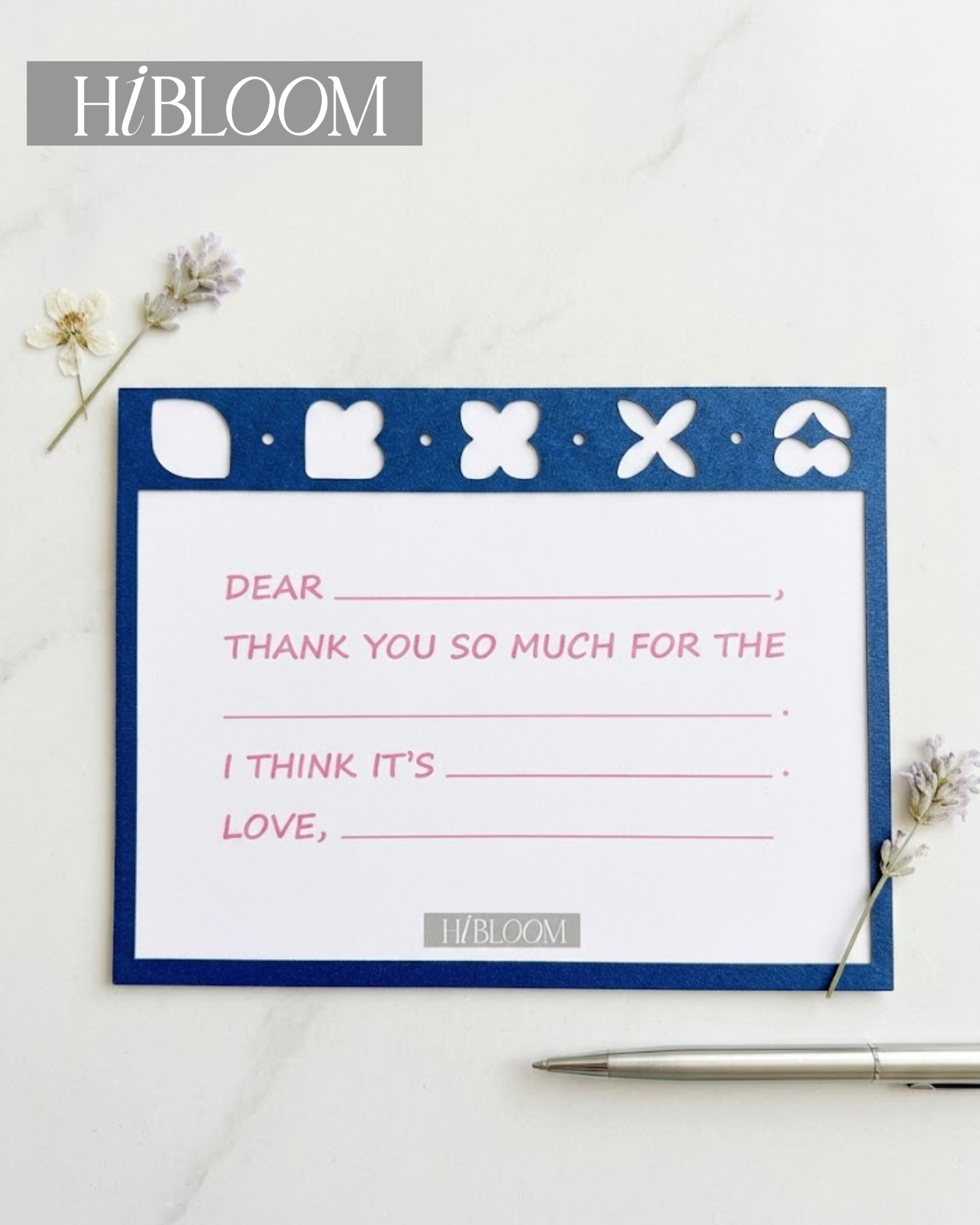 HIBLOOM – Floral Frame Thank You Paper Gift Card | Handmade Appreciation Card | Blank Thank You Stationery | Gift Note Card - Image 3