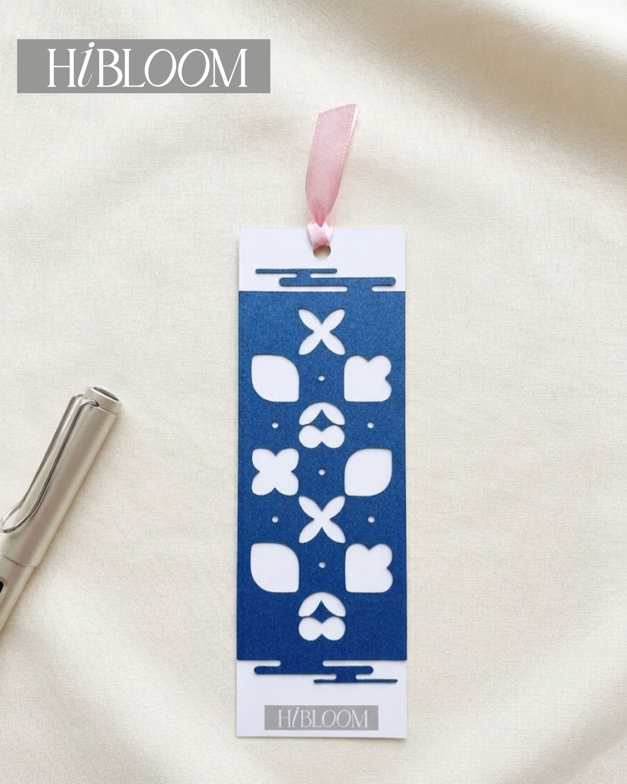 HIBLOOM – Handmade Floral Paper Gift Card with Ribbon | Decorative Paper Bookmark | Gift for Book Lovers | Reading Accessory