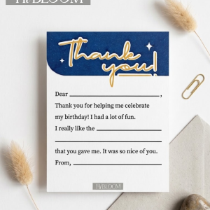HIBLOOM – Thank You Paper Gift Card with Decorative Paper Frame | Handmade Appreciation Card | Birthday Thank You Note | Blank Message Card & Envelope