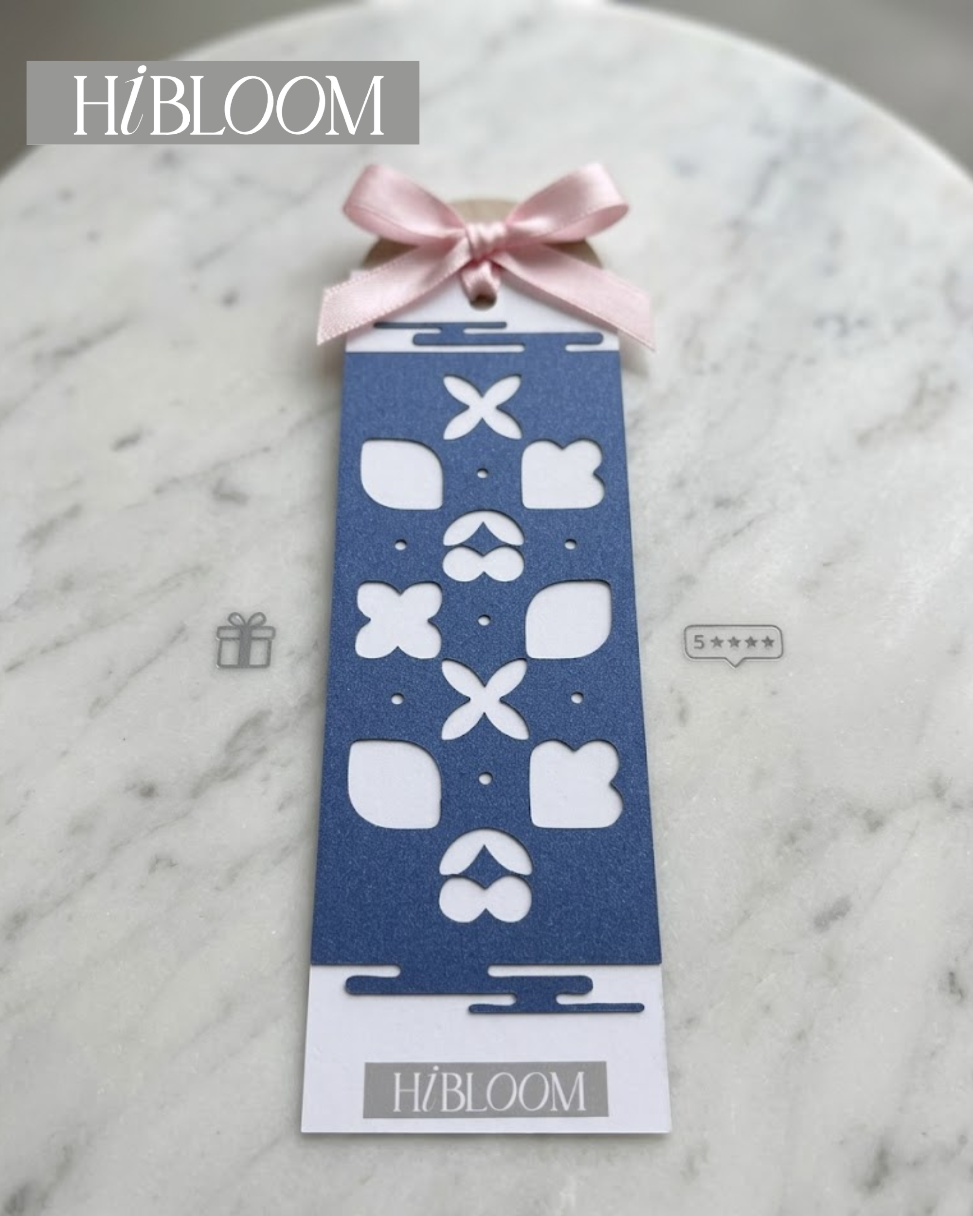 HIBLOOM – Handmade Floral Paper Gift Card with Ribbon | Decorative Paper Bookmark | Gift for Book Lovers | Reading Accessory - Image 3