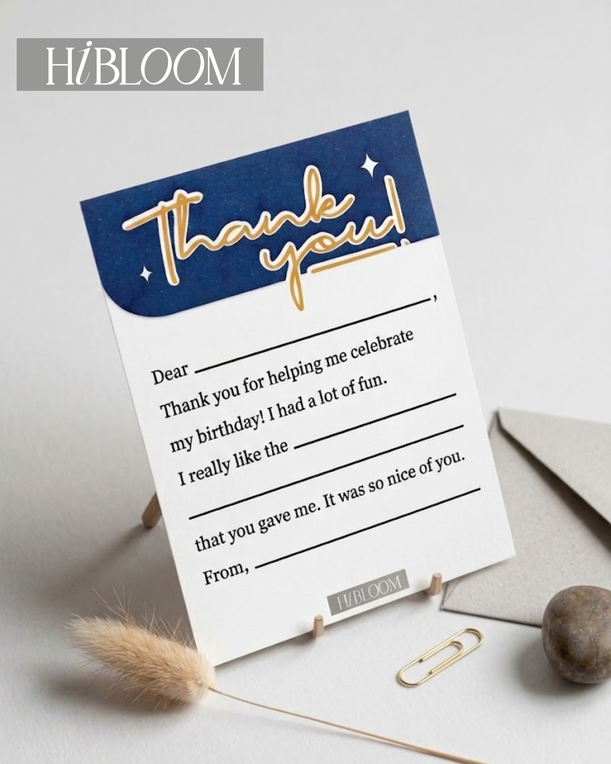 HIBLOOM – Thank You Paper Gift Card with Decorative Paper Frame | Handmade Appreciation Card | Birthday Thank You Note | Blank Message Card & Envelope - Image 2