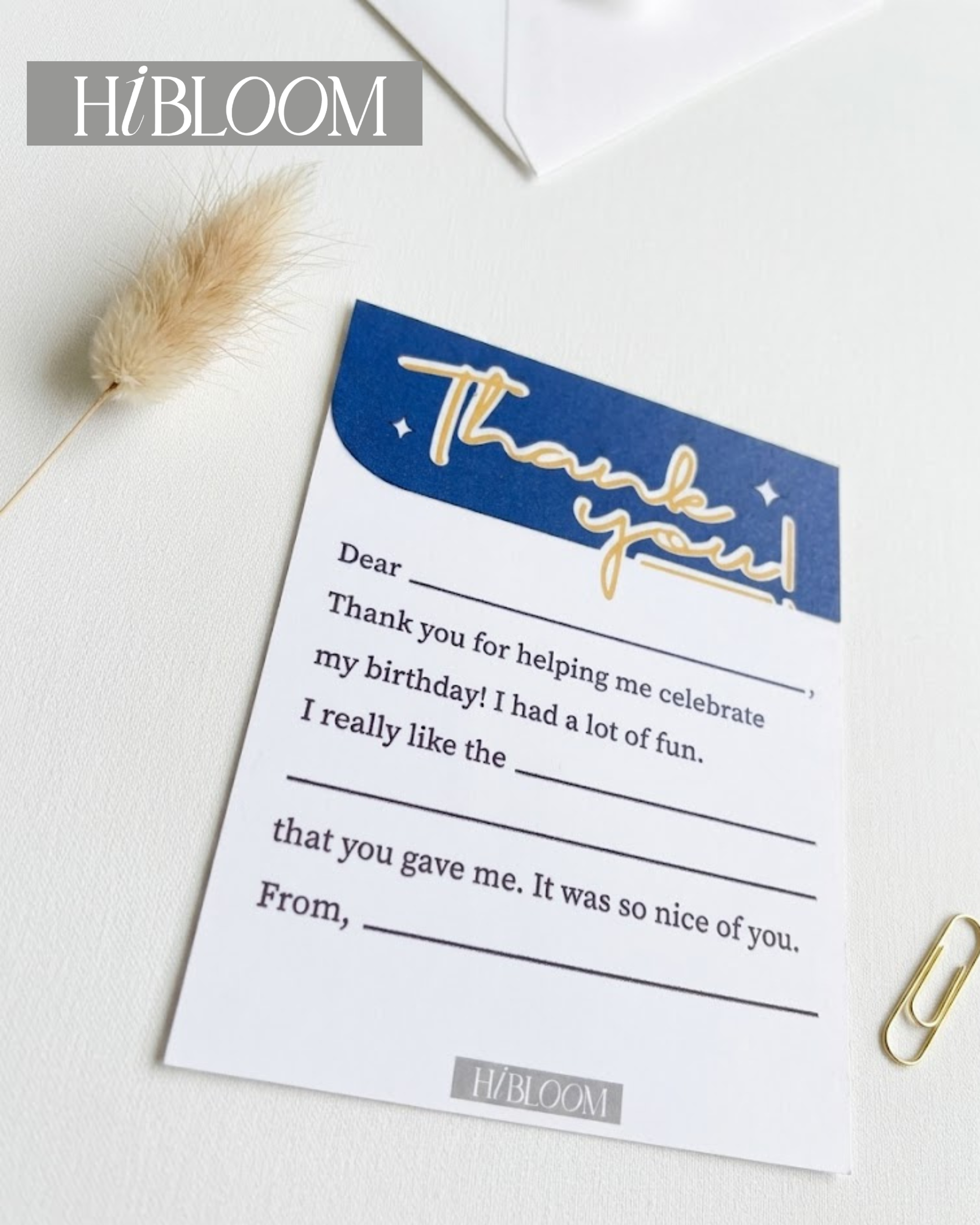 HIBLOOM – Thank You Paper Gift Card with Decorative Paper Frame | Handmade Appreciation Card | Birthday Thank You Note | Blank Message Card & Envelope - Image 3